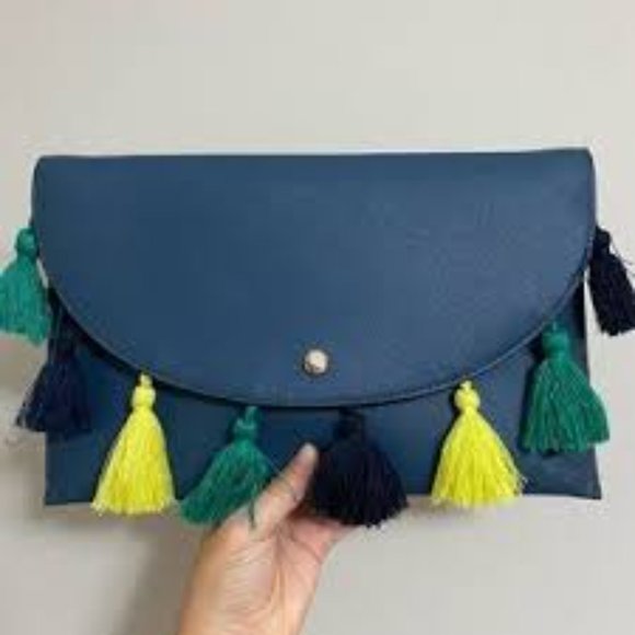 A New Day Blue๐๐Green Tassel Leather Clutch Crossbody Bag - Picture 5 of 12